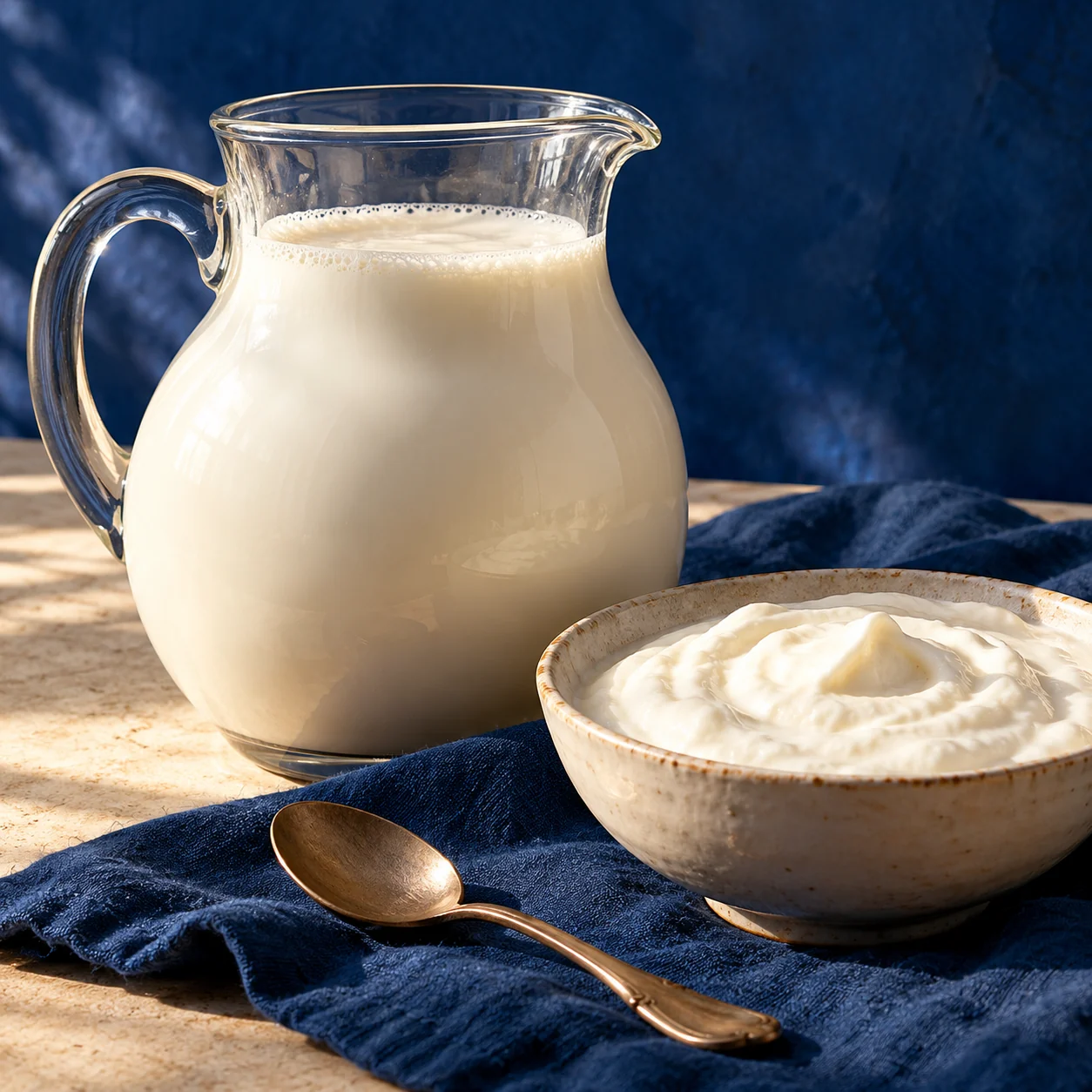 Buffalo milk serving suggestion in clear glassware